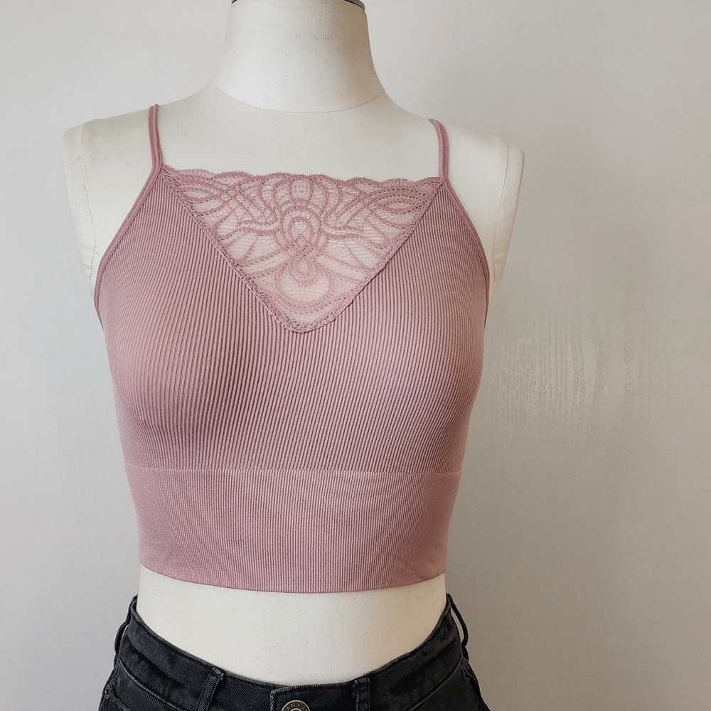 Bozzolo Pink Lace Detail Tank Top